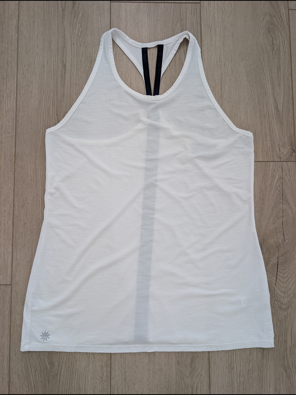 ATHLETA WOMEN'S SPREE WHITE & NAVY RACERBACK YOGA ACTIVE